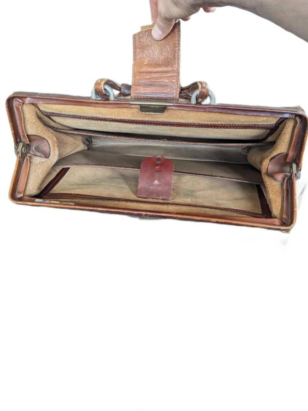 Henwick Vintage Leather Briefcase with Hinged Mouth Opening and Combo Lock